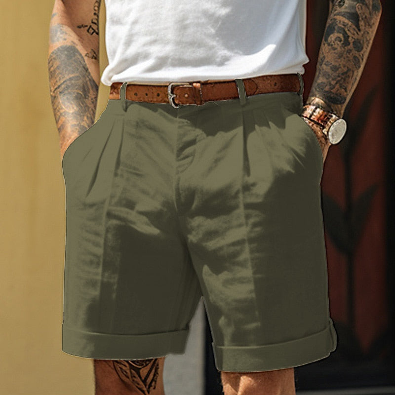 Classic Linen-Cotton Shorts for Men