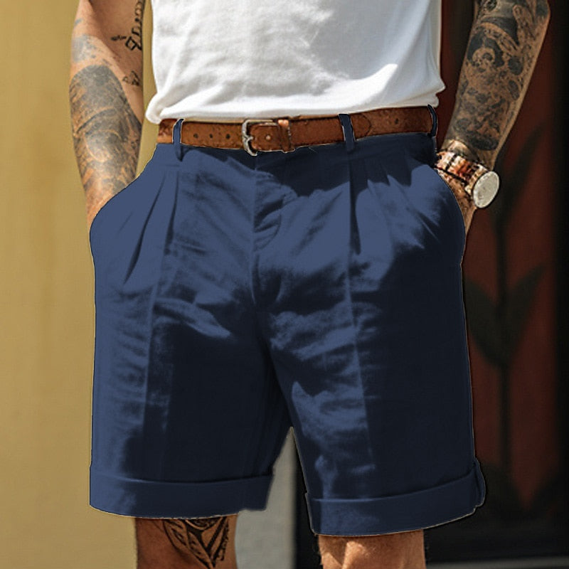 Classic Linen-Cotton Shorts for Men