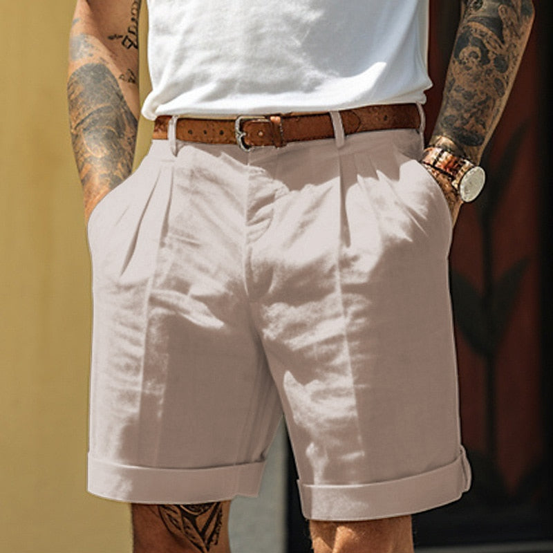 Classic Linen-Cotton Shorts for Men
