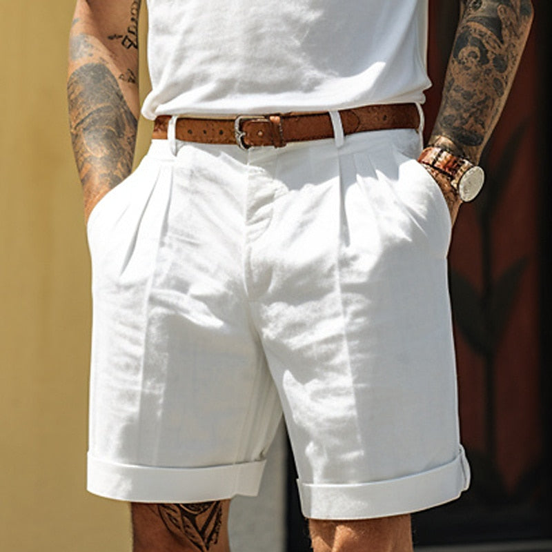 Classic Linen-Cotton Shorts for Men