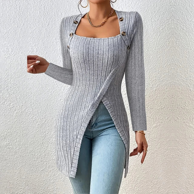 Claudia | Asymmetrical Ribbed Cardigan