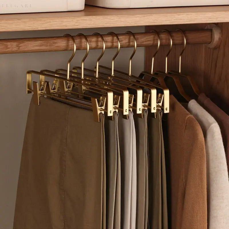 Metal Hangers for Trousers and Skirts with Non-Slip Clips and Space-Saving Design