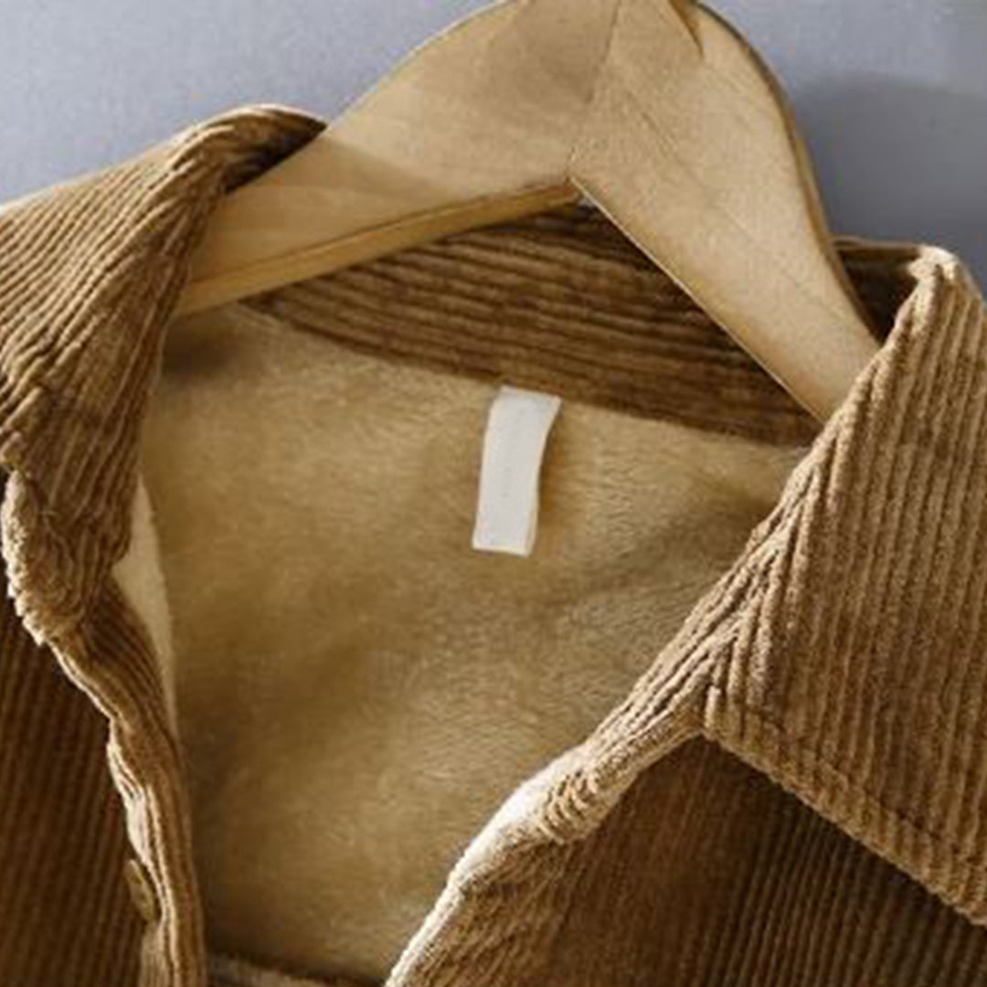 Warm Vintage Casual Men's Shirt with Fleece Lining
