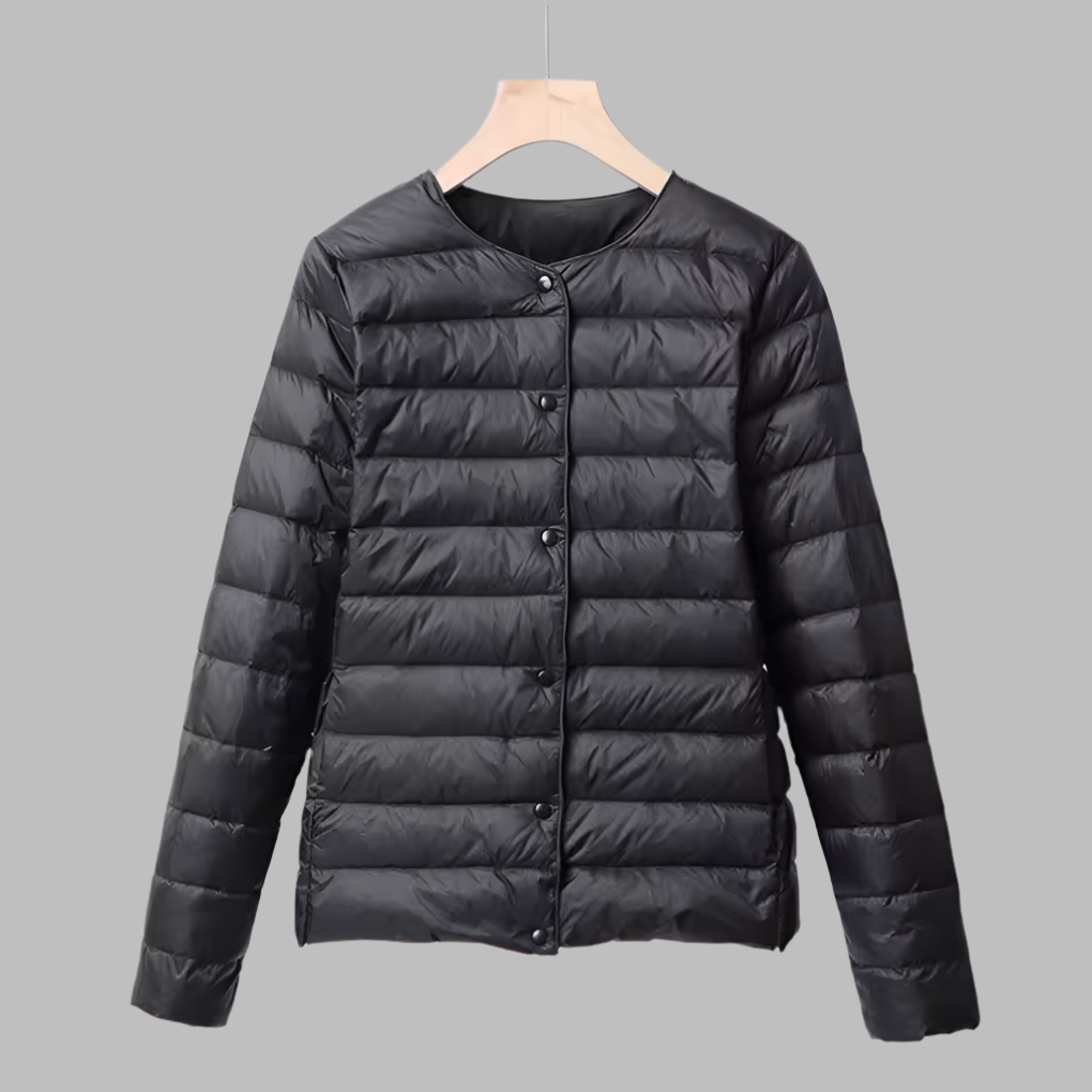 Collarless Padded Jacket for Spring and Winter