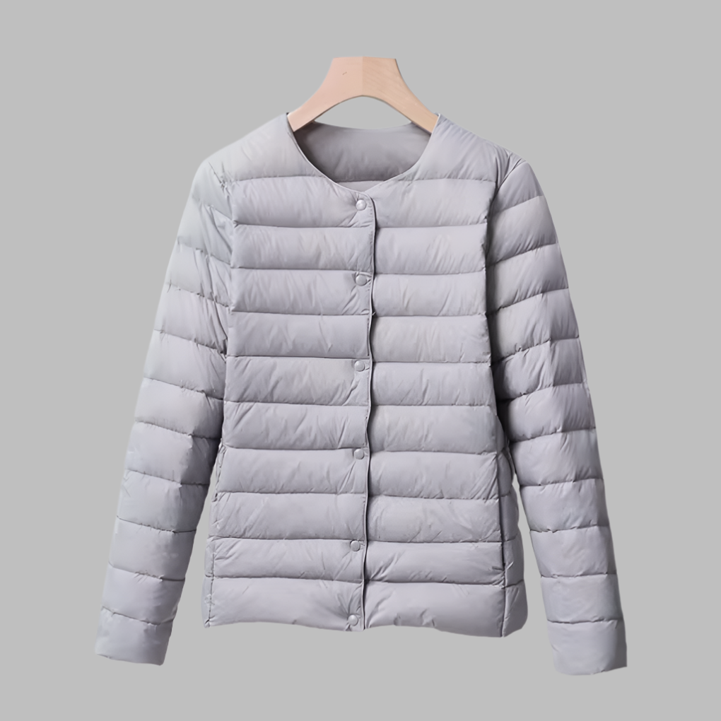 Collarless Padded Jacket for Spring and Winter