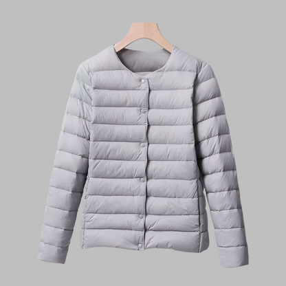 Collarless Padded Jacket for Spring and Winter