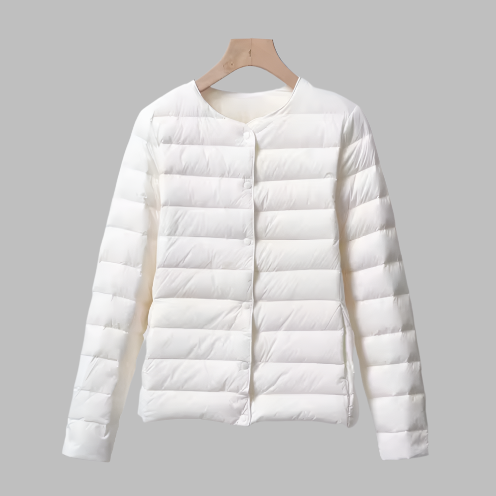 Collarless Padded Jacket for Spring and Winter