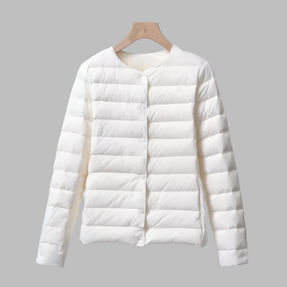 Collarless Padded Jacket for Spring and Winter