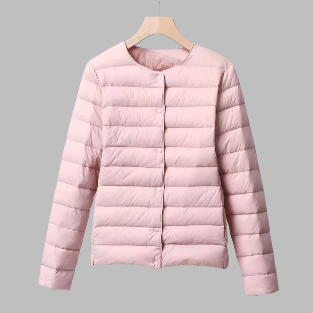 Collarless Padded Jacket for Spring and Winter