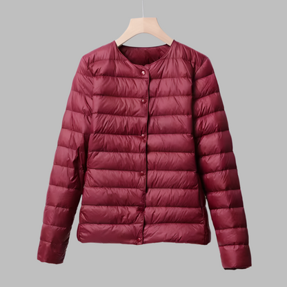 Collarless Padded Jacket for Spring and Winter