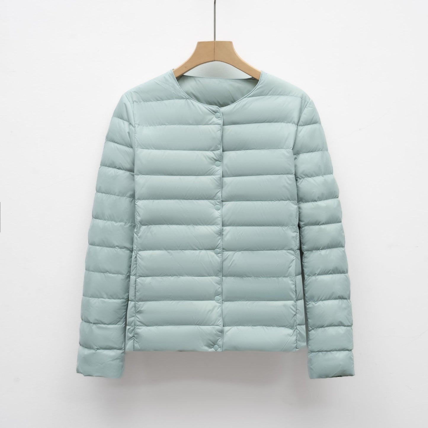 Collarless Padded Jacket for Spring and Winter
