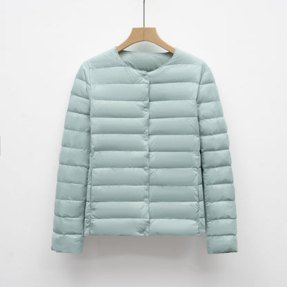 Collarless Padded Jacket for Spring and Winter