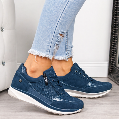 Comfortable Ladies' Sneakers with Zip and Lace Closure