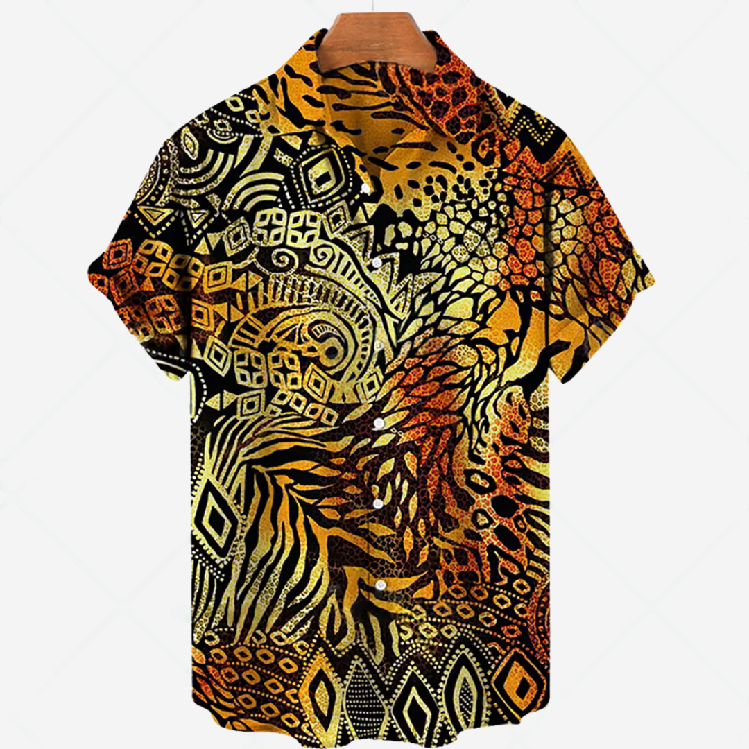 Comfortable Men's Shirt with Short Sleeves and Stylish Print