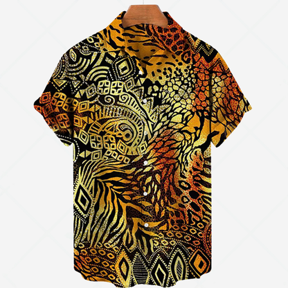 Comfortable Men's Shirt with Short Sleeves and Stylish Print