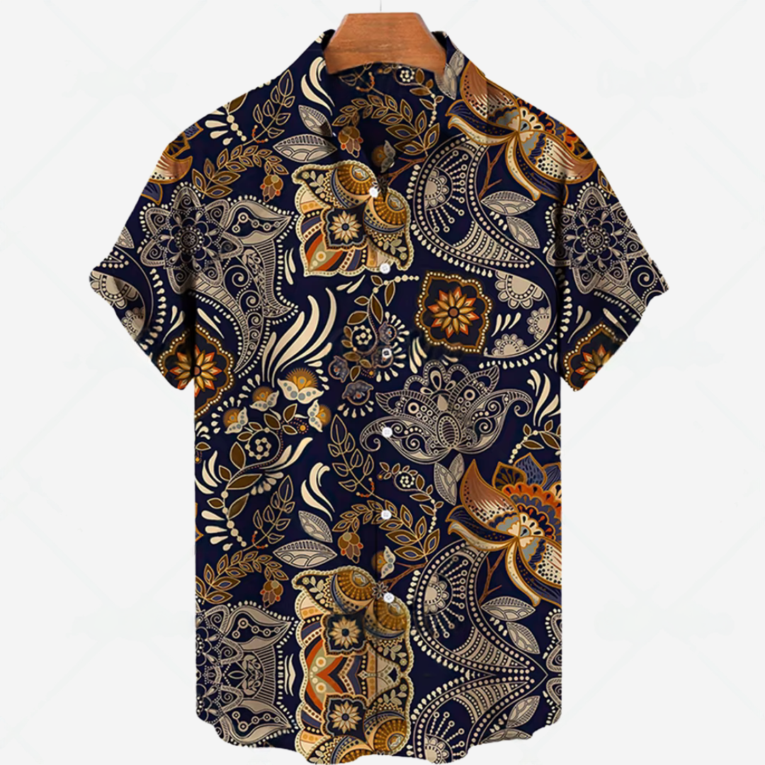 Comfortable Men's Shirt with Short Sleeves and Stylish Print