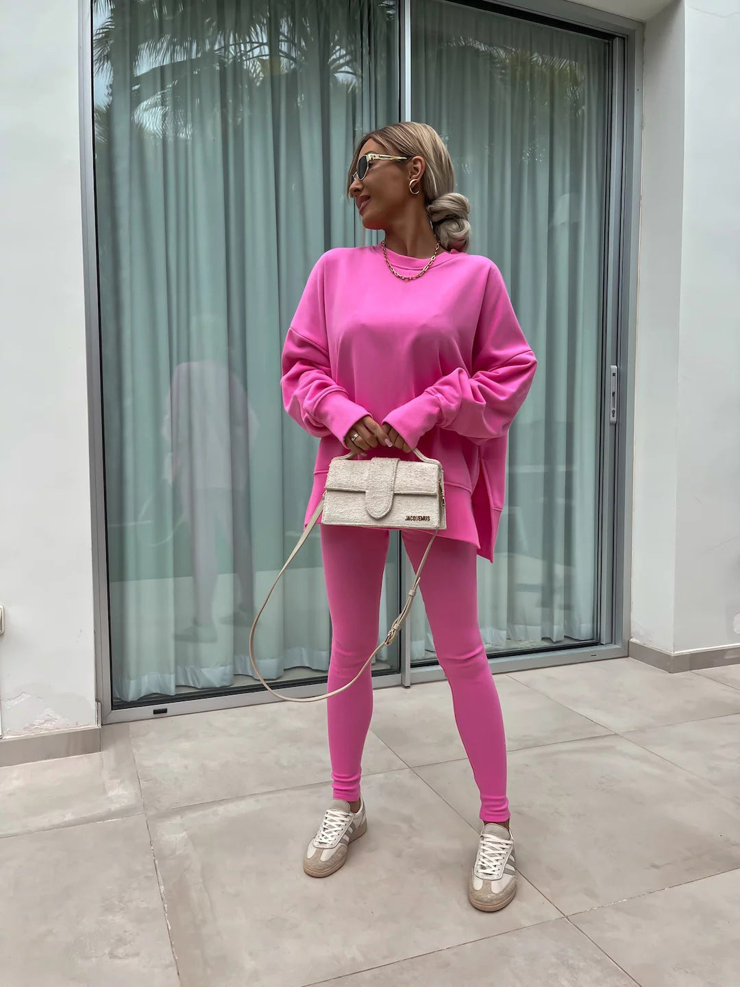 Comfortable Women's Set with Split Top and Fitted Pants