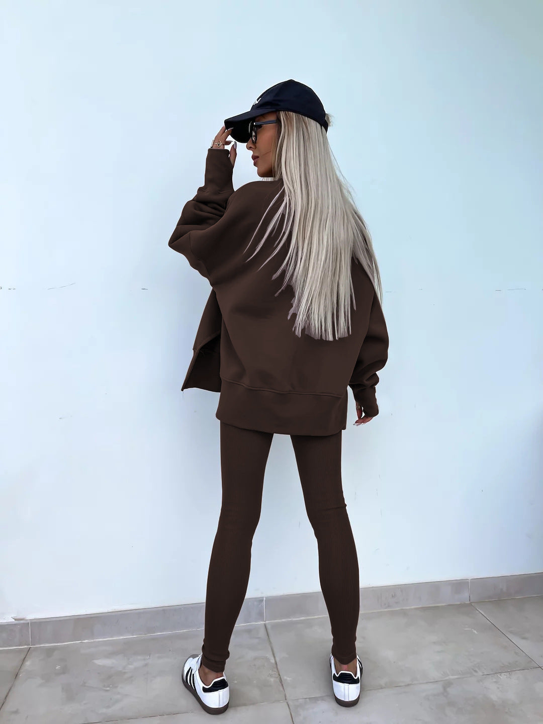 Comfortable Women's Set with Split Top and Fitted Pants