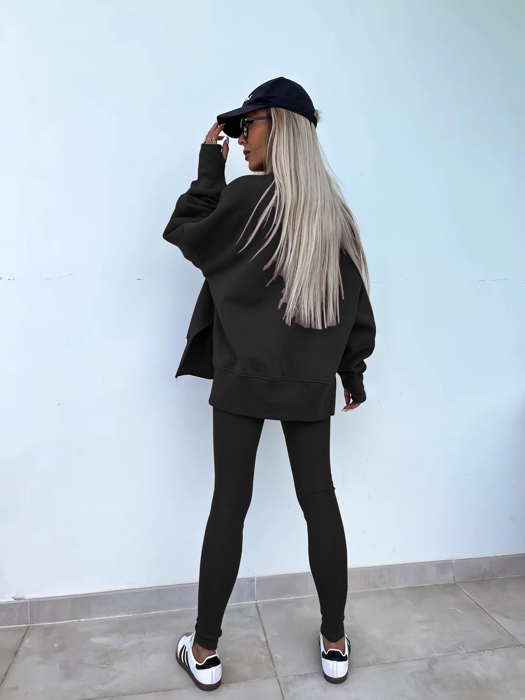 Comfortable Women's Set with Split Top and Fitted Pants