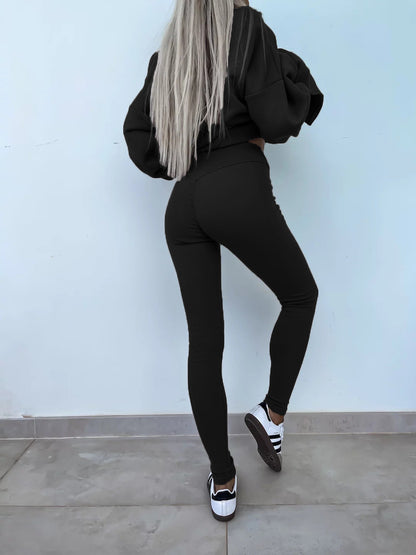 Comfortable Women's Set with Split Top and Fitted Pants