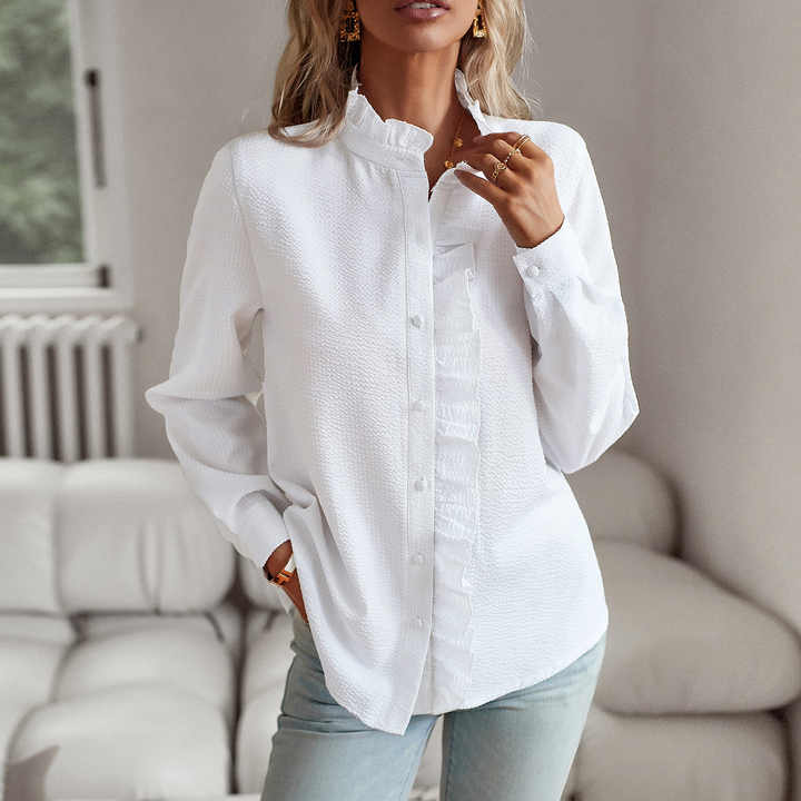 Comfortable long-sleeve blouse with ruffles for women - Mecca