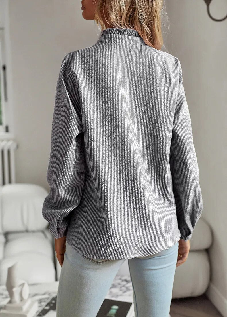 Comfortable long-sleeve blouse with ruffles for women - Mecca