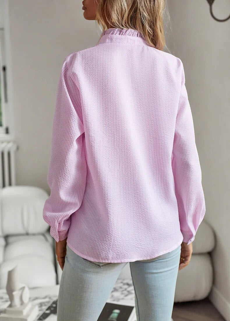 Comfortable long-sleeve blouse with ruffles for women - Mecca