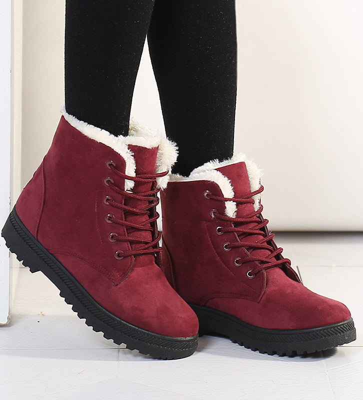 Comfortable padded non-slip lace-up winter boots for women - Evelyn