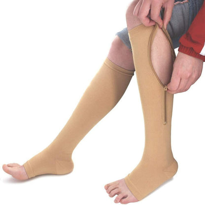 Comfortable support stockings with zipper