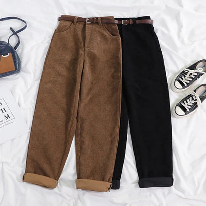 Corduroy Pants for Women with High Waist and Relaxed Fit