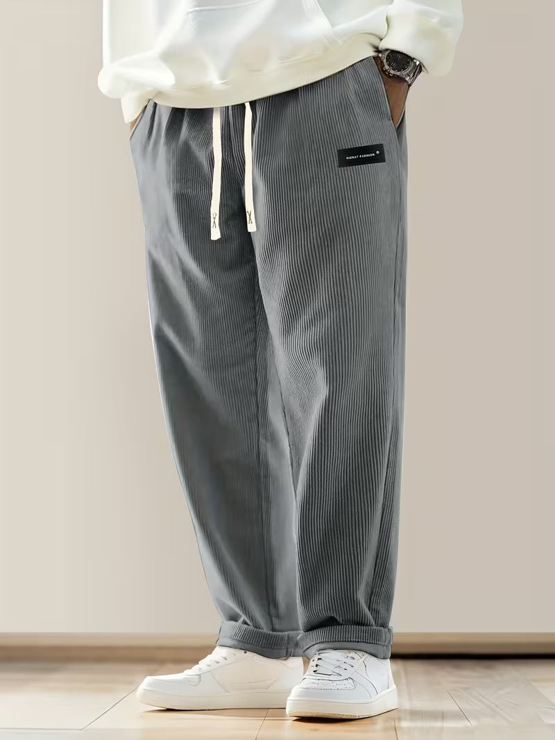Corduroy Trousers with Loose Fit and Straight Legs