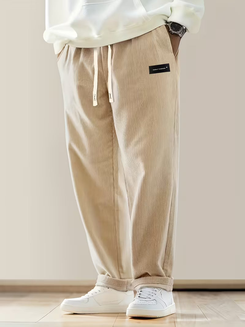 Corduroy Trousers with Loose Fit and Straight Legs