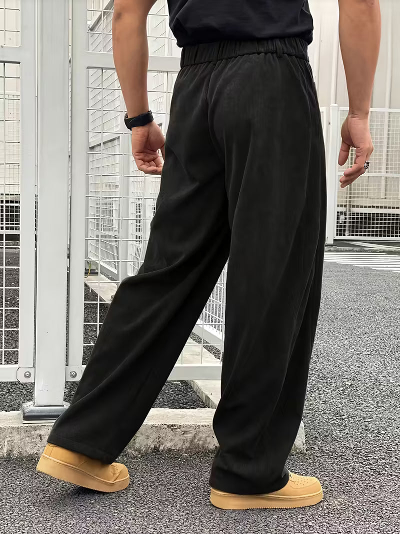Corduroy Trousers with Loose Straight Legs