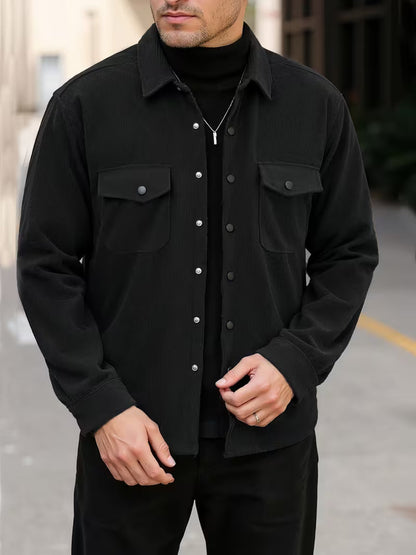 Corduroy jacket with double-breasted buttons