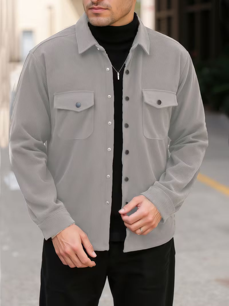 Corduroy jacket with double-breasted buttons