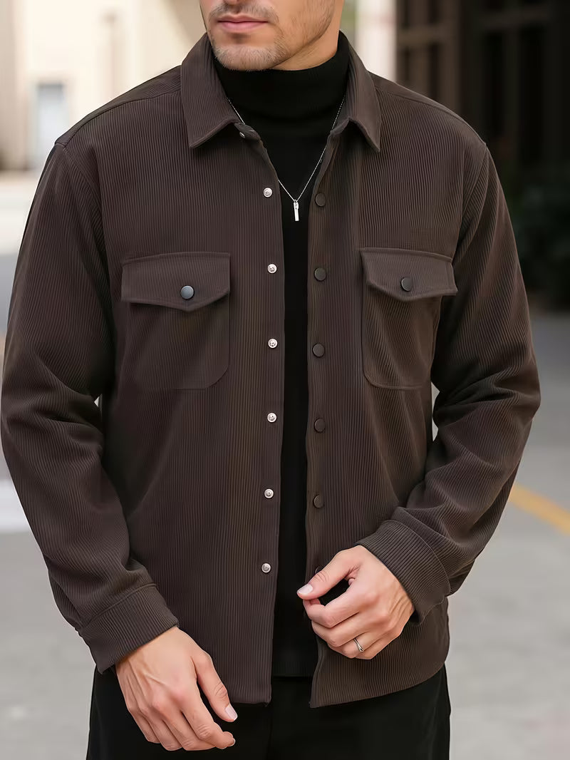Corduroy jacket with double-breasted buttons