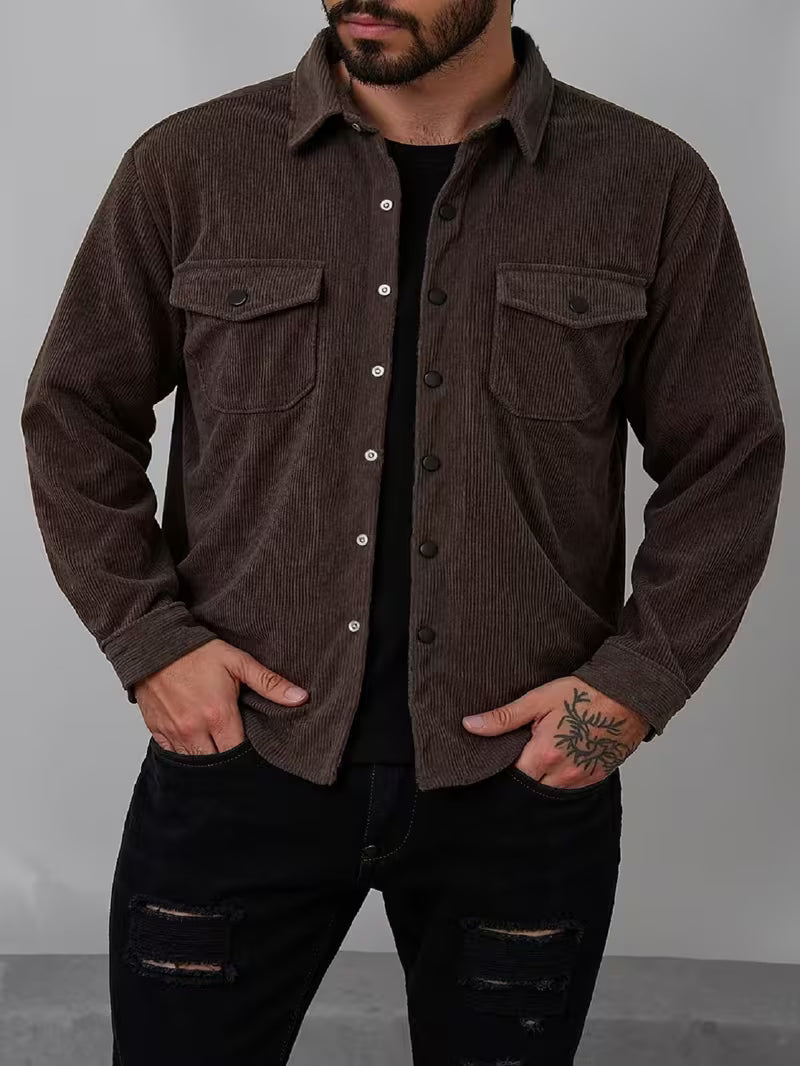 Corduroy jacket with double-breasted buttons