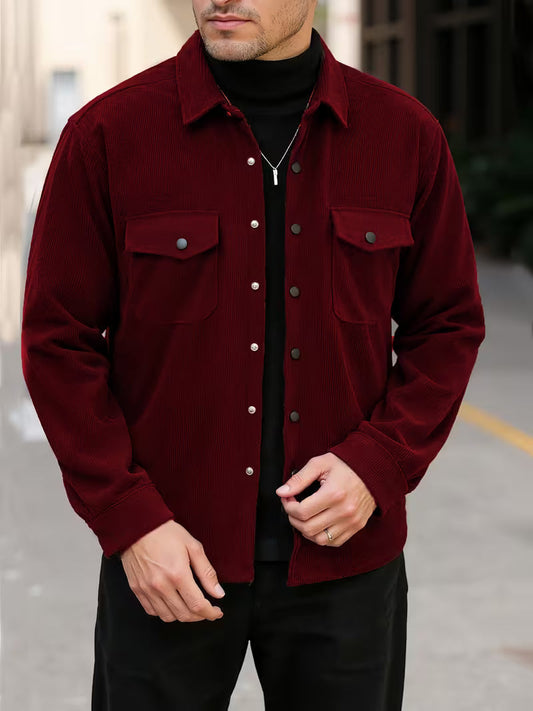 Corduroy jacket with double-breasted buttons