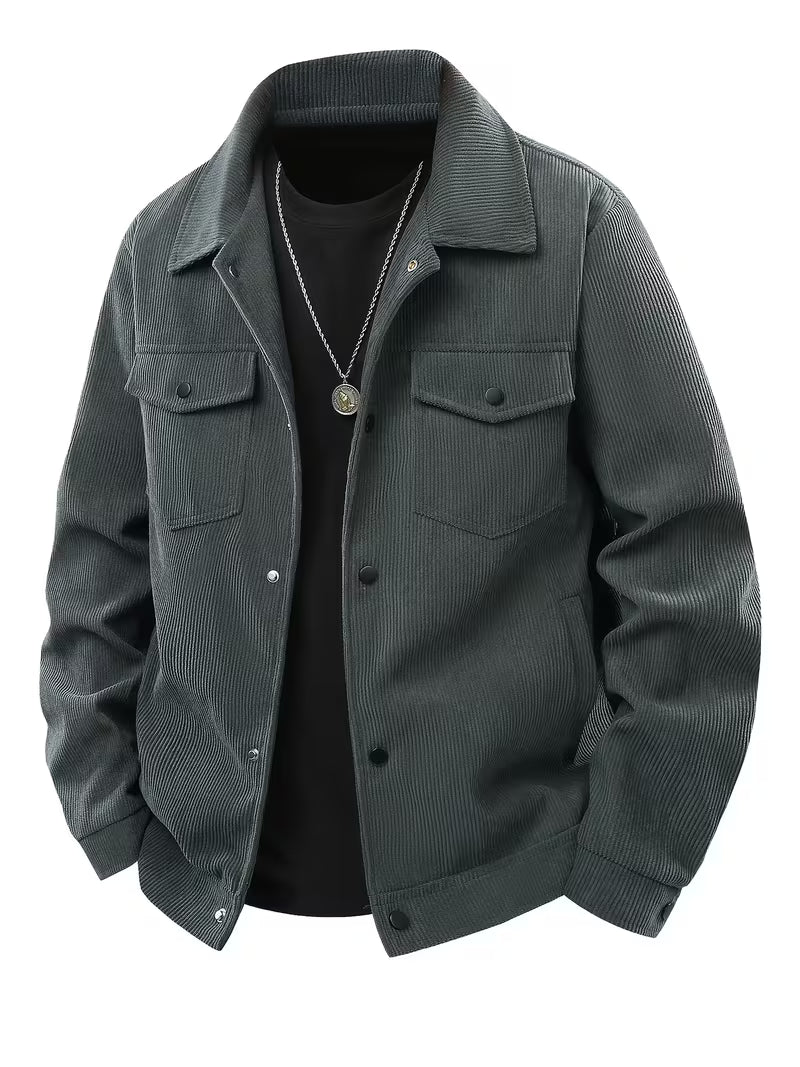 Corduroy jacket with two chest pockets and classic collar