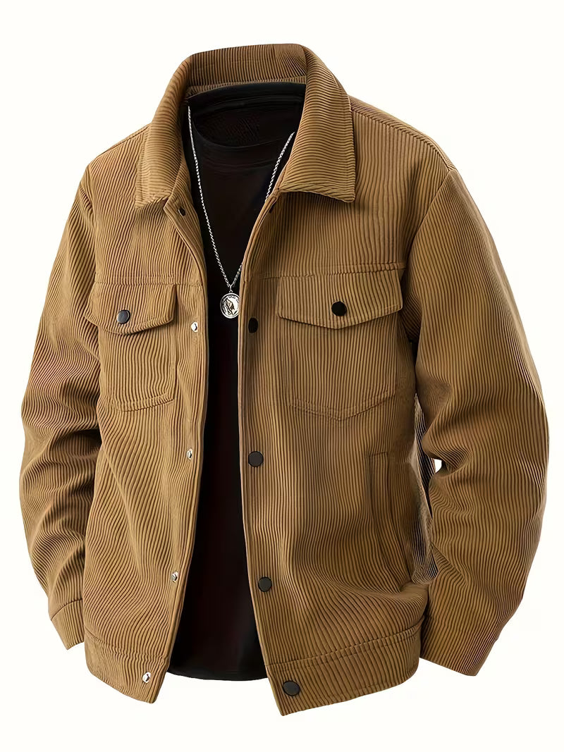 Corduroy jacket with two chest pockets and classic collar