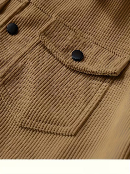 Corduroy jacket with two chest pockets and classic collar
