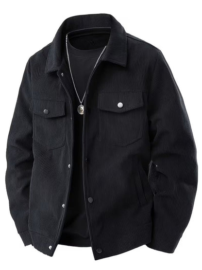 Corduroy jacket with two chest pockets and classic collar