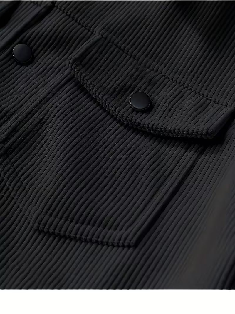 Corduroy jacket with two chest pockets and classic collar