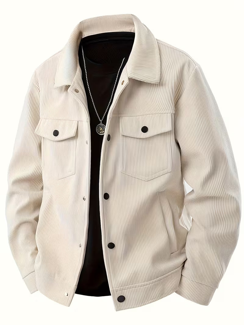 Corduroy jacket with two chest pockets and classic collar