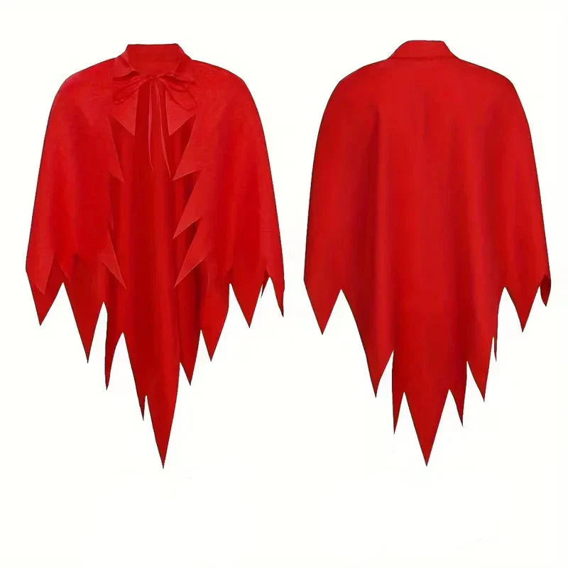 Costume set with red cape and horn headband