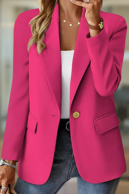 Chic Women's Tailored Blazer with One Button and Lapel Collar