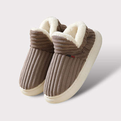 Winter Comfortable Slippers with Ribbed Texture for Women