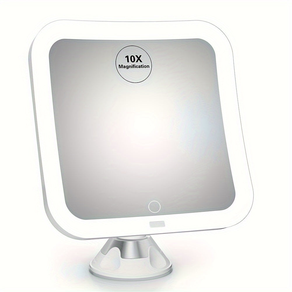 Miroir de maquillage LED LumiView grossissant 10x – lumineux, pratique et convivial