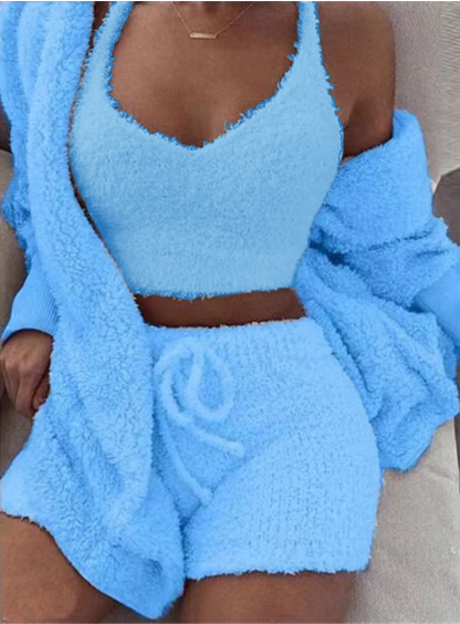 Crop Top, Long Sleeves and Shorts with Drawstring