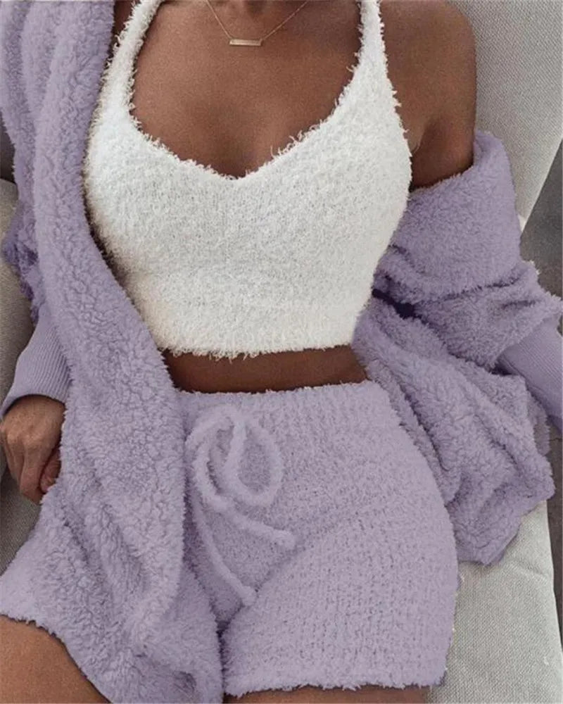 Crop Top, Long Sleeves and Shorts with Drawstring